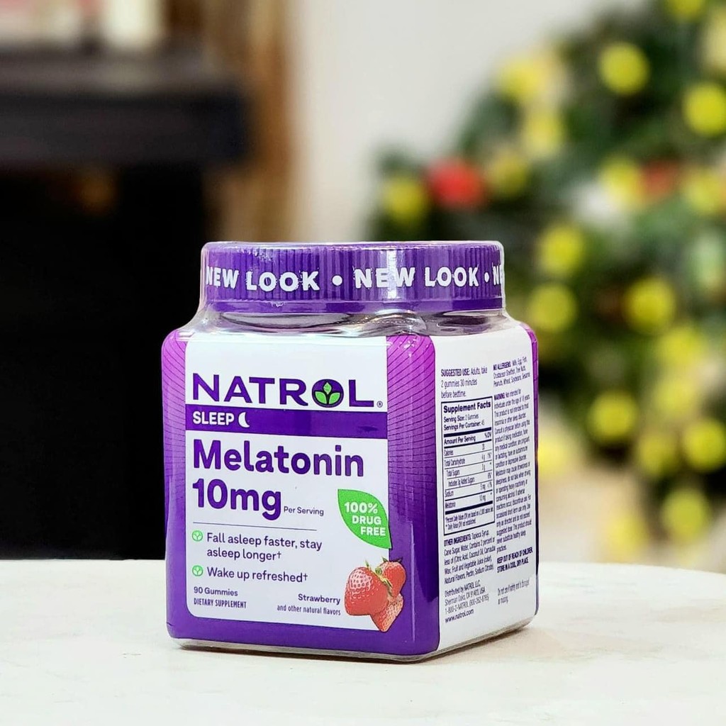CHÍNH HÃNG Kẹo ngủ Natrol Gummies Melatonin 10mg 90 viên
