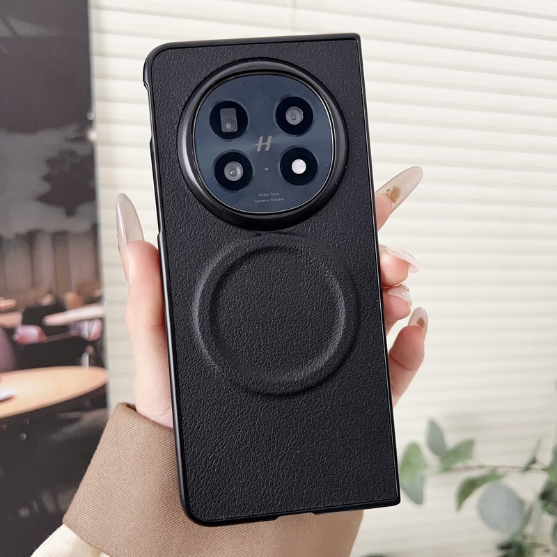 Dành Cho OPPO Find N5 Ốp Lưng Da Trơn Sang Trọng Từ Tính Sạc Không Dây PC Cứng Lật Vỏ Điện Thoại Cho
