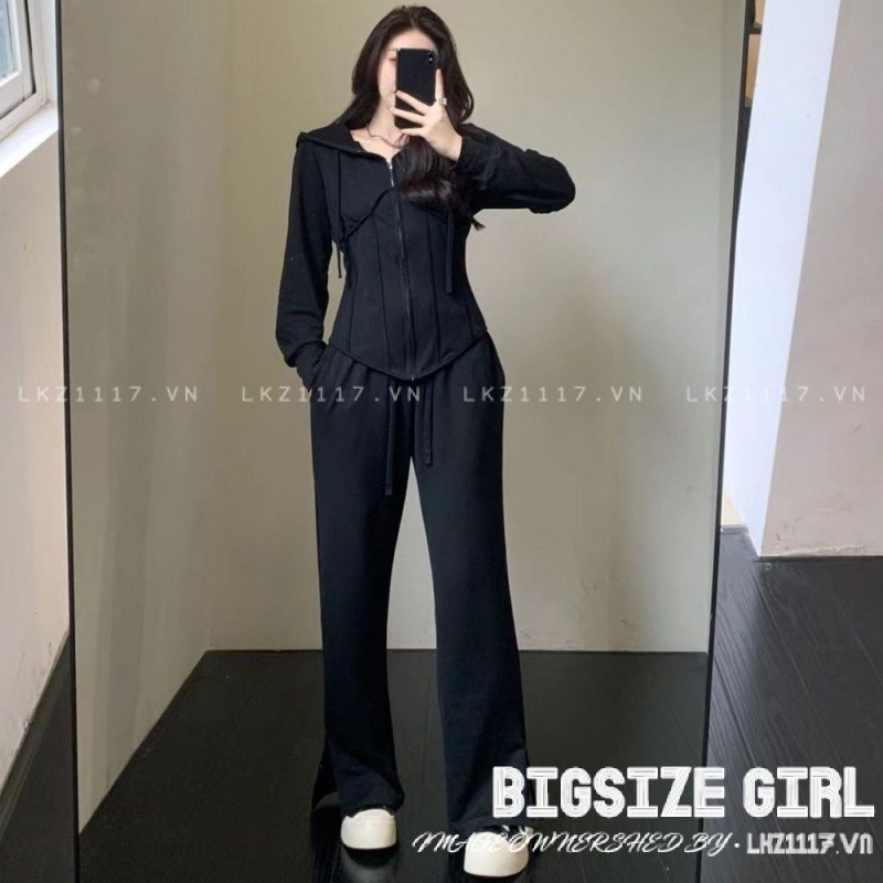 Set bộ đồ nữ đi chơi Bigsize Áo khoác cardigan Hoodie kết hợp Quần ống rộng suông Mùa Thu Phong cách Thời Trang Hàn Quốc đẹp