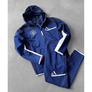 Bộ áo khoác das zne mu anthem full zip-ss24-xanh tay navi trắng