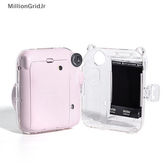 Mlg cho fujifilm instax mini 12 vỏ máy ảnh trong suốt bảo vệ mang theo túi có dây đeo vai túi bảo quản jr