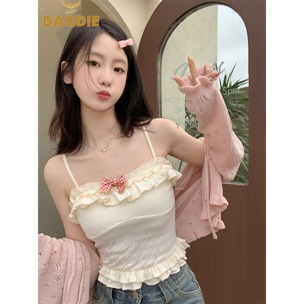 DAODIE áo croptop Áo 2 dây áo ba lỗ Thời trang hàn quốc chic tráng lệ Phong cách cổ điển WBX24301UB 10Z240304 | BigBuy360 - bigbuy360.vn