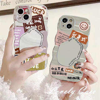 Tương thích cho IPhone 15 14 13 12 11 Pro Max X XR Xs Max 8 7 Plus INS Họa tiết ống kính sóng Mặt cười Vỏ bảo vệ bề mặt gương mạ điện dễ thương