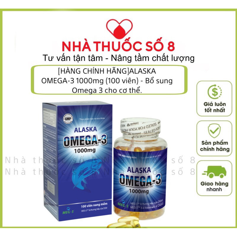 [HAPUPHARMACY] [HÀNG CHÍNH HÃNG]ALASKA OMEGA-3 1000mg (100 viên) - Bổ sung Omega 3 cho cơ thể.