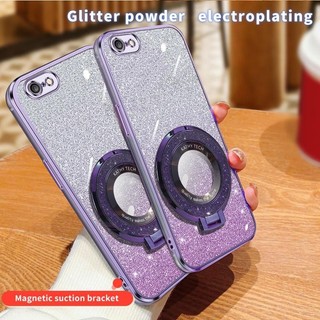 Dành cho apple iphone 6 iphone6 plus ốp lưng silicon mềm mạ bling tpu ốp lưng ốp lưng từ tính giá đỡ