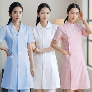  Áo choàng phòng thí nghiệm thêu miễn phí Áo khoác phòng thí nghiệm dành cho nữ Bệnh viện Y tế Bác sĩ Điều dưỡng Quần áo phẫu thuật Đồng phục bảo hộ lao động Tay áo giữa có nhiều túi 