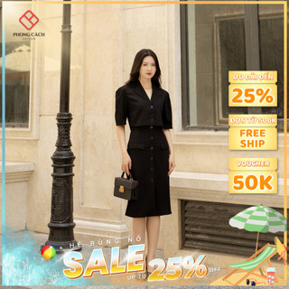 Set chân váy dài áo vest SD1387 - Phong Cách SAIGON
