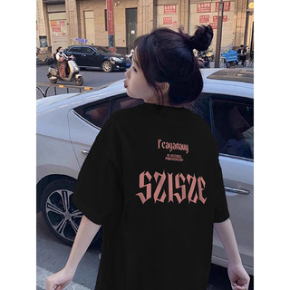 Fashmily 100% Cotton Mùa Hè Plus Size Nữ Áo Phong Cách Hàn Quốc In Hình Độc Đáo Đồ Họa Tay Ngắn Nam Unisex Rời Quá Khổ Tee