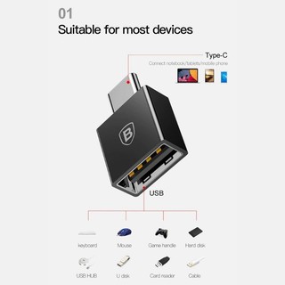 Đầu chuyển OTG USB Type C sang USB full size Baseus (TYPE C- USB)/ (USB-TYPE C)/ (TYPE C-MICRO)