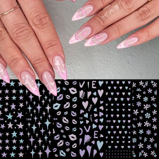 Hama Nail Nail Art Miếng Dán Bán Buôn Phong Cách Y2K Ngôi Sao Bốn Cánh Ngôi Sao Năm Cánh Hình Trái Tim Móng Tay Pháp Lấp Lánh Trang Trí Móng Tay Miếng Dán Decal