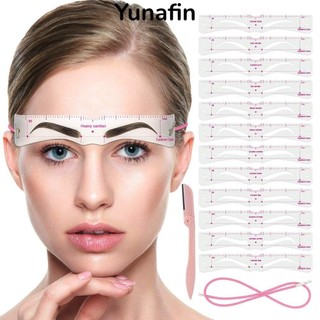 YUNAFIN Bộ định hình lông mày Mỹ phẩm thời trang DIY Chải lông mày Dao cạo lông mày