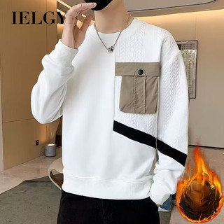 Áo len IELGY Nam Áo sơ mi đế lót lông cừu mới khâu hàng dài tay cổ tròn