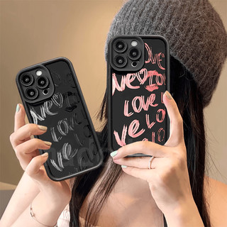 ốp lưng for iPhone 17 Air 16 15 14 13 Plus 12 Pro Max 11 ProMax Mini Xr Xs X Xsmax 7 8 6 6s Plus 7+ 8+ 6+ 6s+ 14Promax 15Promax 13Promax 12Promax ins Pink Couple Love silicone Black Thick Edge Anti-fall Soft Phone Case JT 23