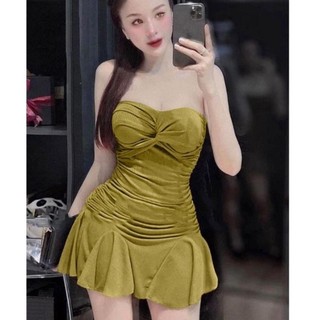 Đầm Ống Cúp Xoắn Nơ  - Có Mút - Dáng Ngắn Xòe Bèo Đuôi Cá Ôm Body Sexy