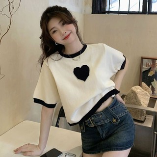 Áo thun ngắn tay ngọt ngào và cay mới dành cho nữ dáng rộng mỏng phiên bản Hàn Quốc thời trang dệt kim hàng đầu nữ ngắn NZ-TX-632