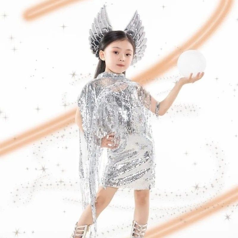 Trẻ Em Bạc T-Taiwan Sàn Catwalk Công Nghệ Tương Lai Cảm Giác Trang Phục Sáng Tạo Độc Đáo Vũ Trụ Nguy