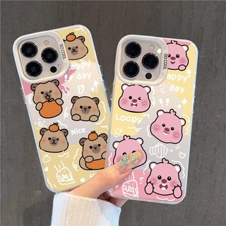 Ốp lưng tương thích cho iPhone 11 16 13 15 12 14 Pro Max 16Pro 13Pro 11Pro 15Pro XS XR X Max Creative Art Doodle Dễ thương Beaver Copybara Cặp đôi Vỏ mềm ống kính kim loại mạ sang trọng