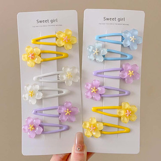 Set 4 / 2 kẹp tóc đính hoa nhiều màu sắc dễ thương cho bé gái