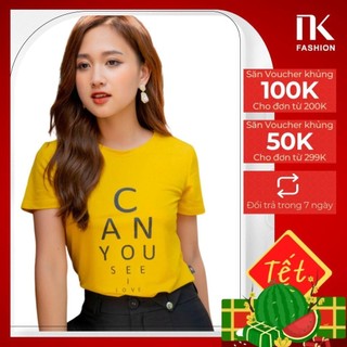Áo Phông Nữ Cộc Tay Cổ Tròn NK FASHION In Chữ Cái Chất Liệu Cotton Thoáng Mát NKAT2103011