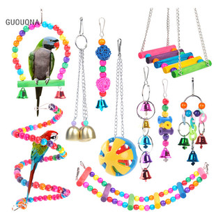 Guouqna 5 / 6 chiếc lồng chim đồ chơi cho vẹt nhai treo hạt bóng chuông đồ chơi guouqna
