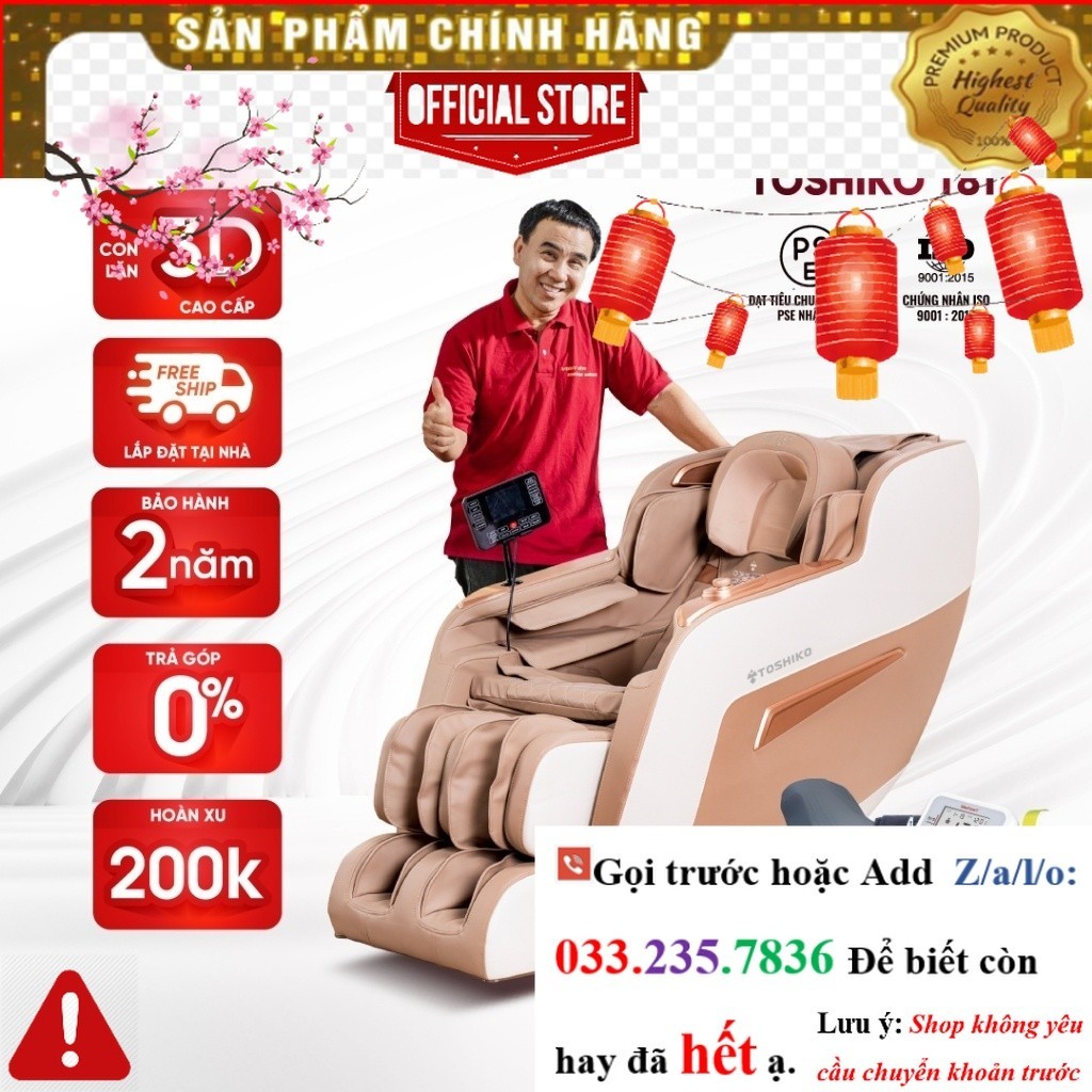 Ghế massage Toshiko T81 công nghệ con lăn 3D cao cấp <nEw<