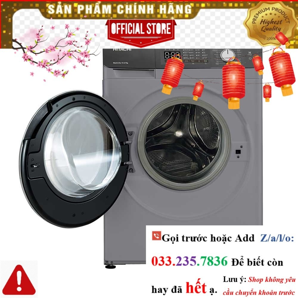 BD-D852HVOS - Máy Giặt Sấy Hitachi Inverter Giặt 8.5Kg sấy 5Kg BD-D852HVOS <nEw<
