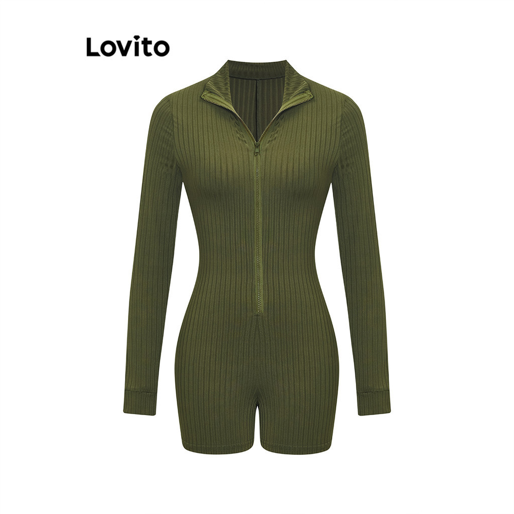 Lovito Bộ áo liền quần có khóa kéo trơn thông thường cho nữ LNE40135