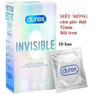 Bao cao su siêu mỏng Durex  Invisible ,hộp 10 chiếc.