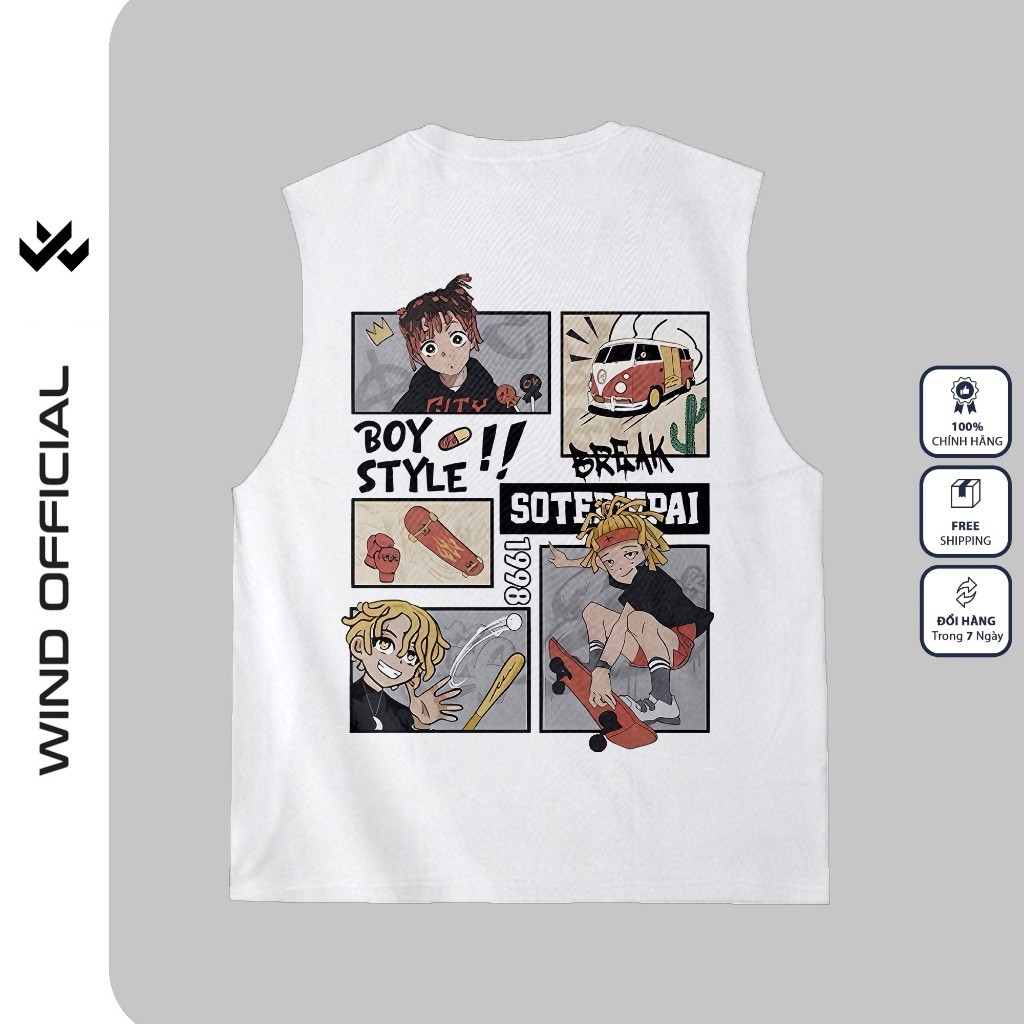 Áo ba lỗ unisex WIIS form rộng sát nách 1988 tanktop thời trang nam nữ oversize