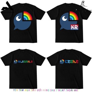 HOT Áo Thun Cổ Tròn aogau.store In logo Nijisanji Màu Trắng Đen Thời Trang Cho Nam Và Nữ
