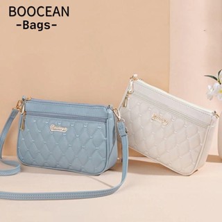 BOOCEAN Túi đeo chéo, Túi đeo vai công suất lớn bằng da PU, Túi xách tay thêu Lingge màu trơn có dây kéo Túi xách nữ
