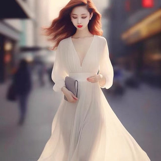 Mùa Xuân Mùa Hè Phong Cách Mới Đầm Đầu Xuân Phong Cách Mới Pháp Cao Cấp Trắng Cao Cấp Cao Cấp Tinh Tế Sang Trọng Tên Lớn Đơn Giản Dài Đầm