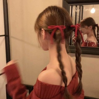 Kẹp tóc nữ Bangs Kẹp tóc nơ len đỏ