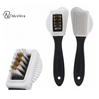 Ncvhrt 3 mặt giày da lộn da nubuck giày bàn chải làm sạch boot vết bẩn bụi / mới /