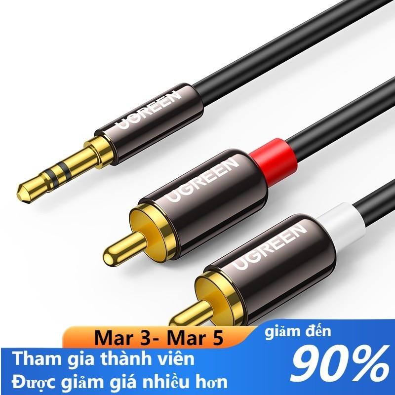 Cáp âm thanh Ugreen chuyển đổi 3.5mm sang 2rca chuyên dụng