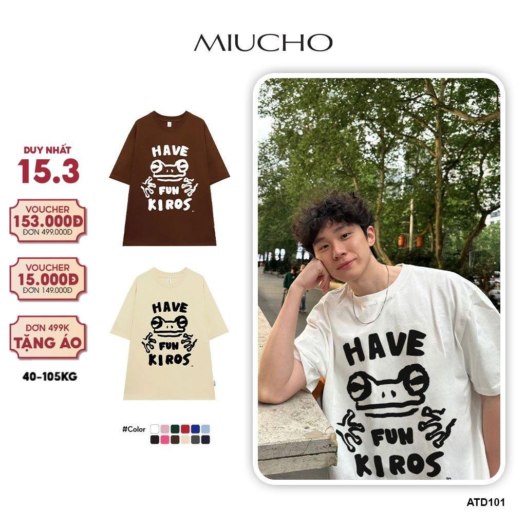 Áo thun nam form rộng ATD101 tay ngắn cổ tròn vải cotton Miucho in Graphic