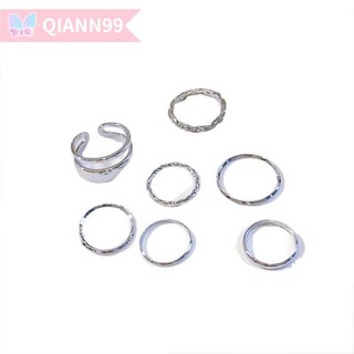 🌸Qiann99🌸Set 7 Nhẫn Bạc Đeo Khớp Ngón Tay Phong Cách Vintage Cho Nữ