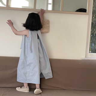 Đầm mùa hè bé gái trẻ em phong cách hàn quốc mới suspender đầm lưng không tay áo vest đầm dài