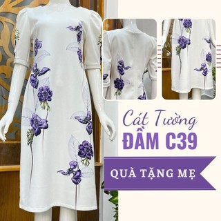 Đầm trung niên nữ sang trọng mùa hè quà tặng bà, tặng mẹ C39 - Thời trang Cát Tường