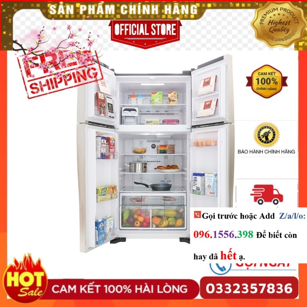 <Sale> Tủ lạnh Hitachi 4 cánh màu đen R-FW650PGV8(GBK) 509 lít - Mới 100%