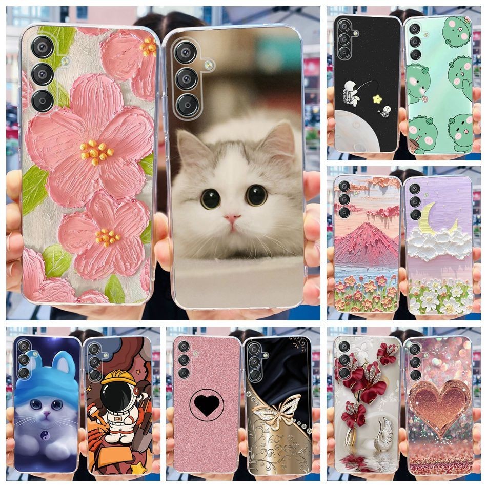 Dành Cho Samsung Galaxy F15 M15 2024 Ốp Điện Thoại In Hình Mèo Hoa Dễ Thương Samsung M15 F15 5G SM-M