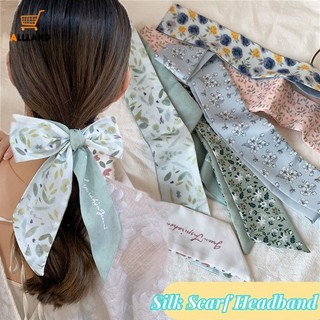 1 ánh sáng sang trọng in hoa lụa khăn tóc cho nữ cô gái mềm satin kerchief băng đô quấn tóc ngọt ngào đơn giản ruy băng đầu