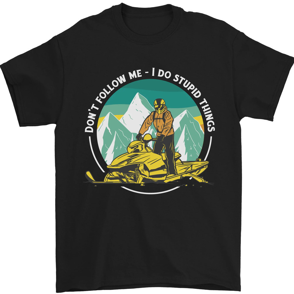 Xe trượt tuyết Dont Follow Me Áo thun nam ngộ nghĩnh Cotton mềm mại