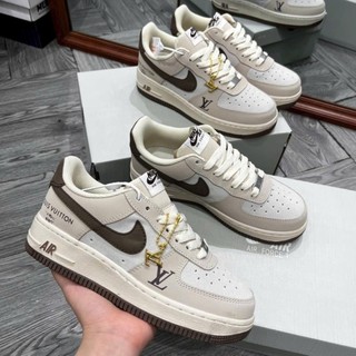 Giày_nike af1 lv nâu, giày louis vuitton trainer brown bản trung full box bill hihi shop