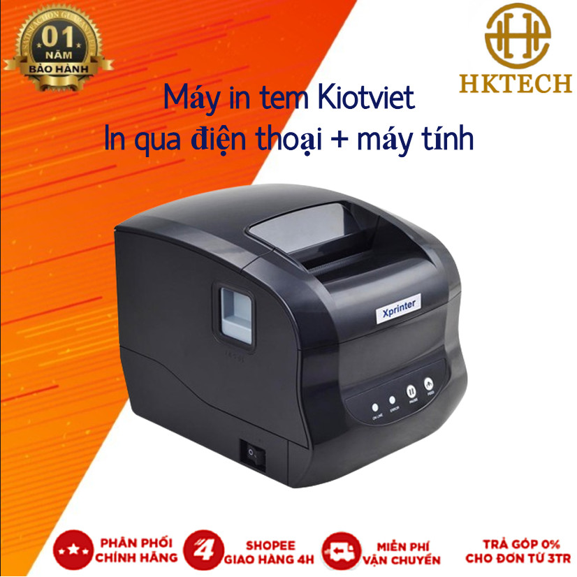 [MÁY IN KIOTVIET] [In điện thoại + Máy Tính] Máy in mã vạch Xprinter XP-365B, In tem trà sữa, in bil