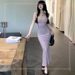 Suspender Đầm Nữ Phong Cách Dài Quấn Mông Váy Màu Cơ Bản Mùa Hè Gợi Cảm Đa Năng Đầm