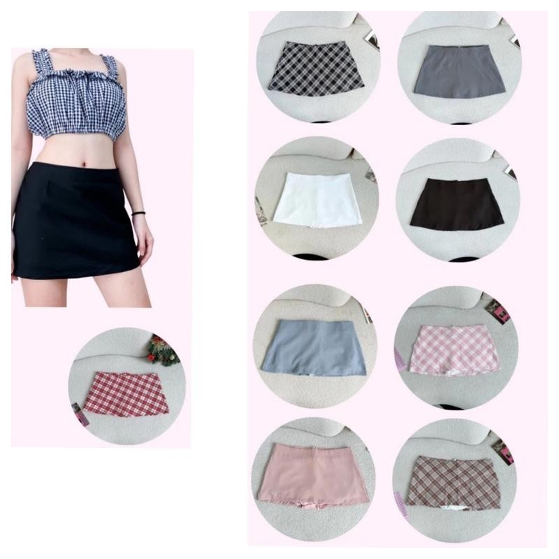 Chân váy kiểu cạp trễ dáng ôm có lót quần, phong cách Y2K C070 GUUU