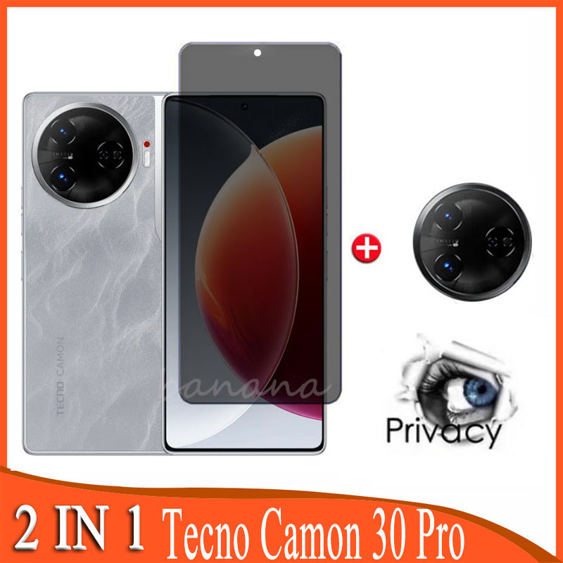 Kính cường lực 2 trong 1 Tecno Camon 30 Pro cho Tecno Camon 19 20 30 Pro 18 Pova 3 4 5 6 Pro Spark 20 20C 10 Pro Go 2024 2023 5G 4G Phim kính bảo vệ màn hình riêng tư chống gián điệp