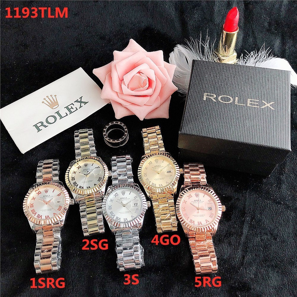 Đồng hồ nam thời trang sang trọng Rolex Đồng hồ nam thể thao kinh doanh Đồng hồ đeo tay nam mặt tròn thông thường Dây da bằng thép không gỉ