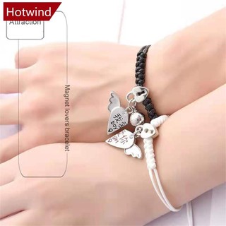 Hw 1 cặp vòng tay dây thừng khóa nam châm lãng mạn cho cặp đôi t8x6